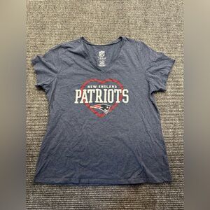 Women’s Blue NFL Team Apparel New England Patriots Football V Neck T Shirt XL